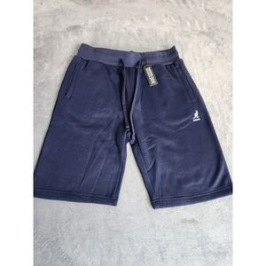 New Kangol Men's NavybBlue Logo Fleece Sweatshort Shorts Medium M Pockets NWT